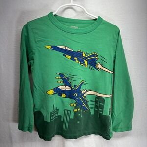 OshKosh Originals Kids Green Long Sleeve Shirt Size‎ 5 Jets City Graphic